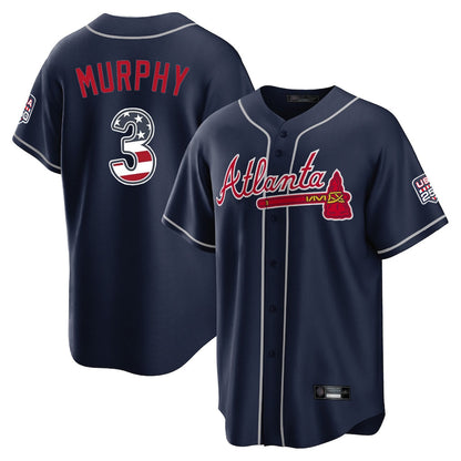 Atlanta Braves #3 Dale Murphy Player Navy USA 250 Fourth Of July Limited Home Game Stitched Baseball Jersey - Main View