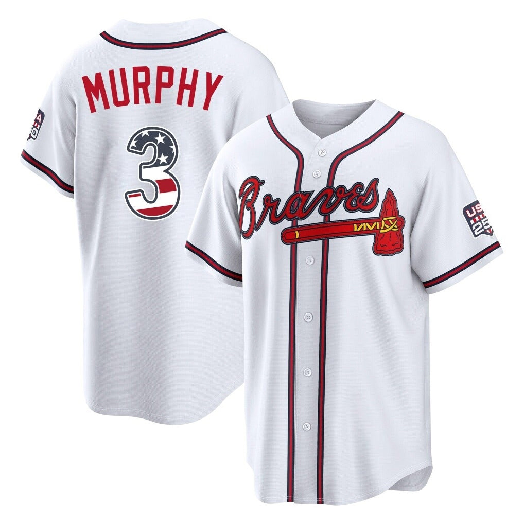 Atlanta Braves #3 Dale Murphy Player White USA 250 Fourth Of July Limited Home Game Stitched Baseball Jersey - Main View