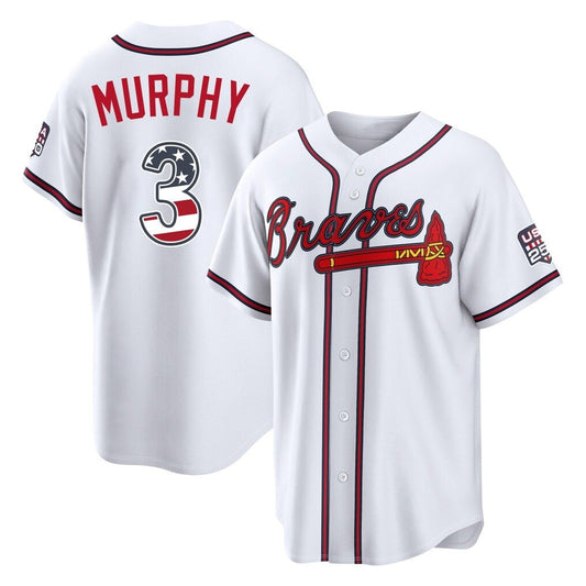 Atlanta Braves #3 Dale Murphy Player White USA 250 Fourth Of July Limited Home Game Stitched Baseball Jersey - Main View