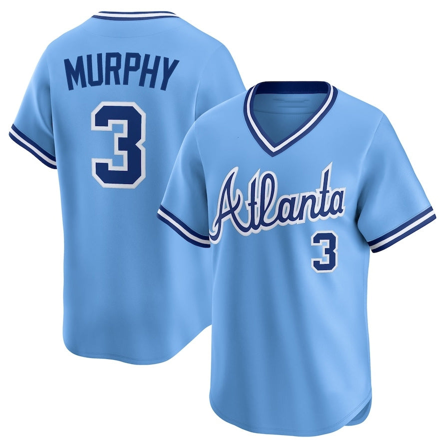 Atlanta Braves #3 Dale Murphy Throwback Cooperstown Collection Limited Jersey - Light Blue Baseball Jerseys - Main View
