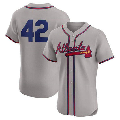 Atlanta Braves #42 Jackie Robinson Gray Flex Base Stitched Baseball Jerseys - Main View