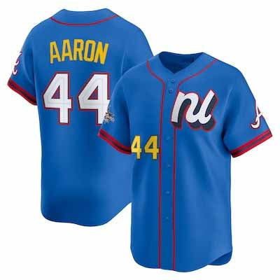 Atlanta Braves #44 Hank Aaron National League 2025 All-Star Game Home Run Derby Jersey - Blue Baseball Jersey - Main View