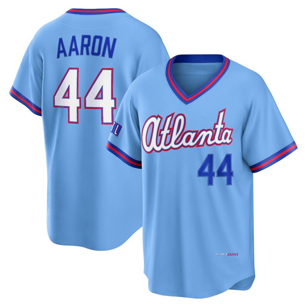 Atlanta Braves #44 Hank Aaron Powder Blue 2026 City Connect Stadium Stitched Baseball Jersey - Main View