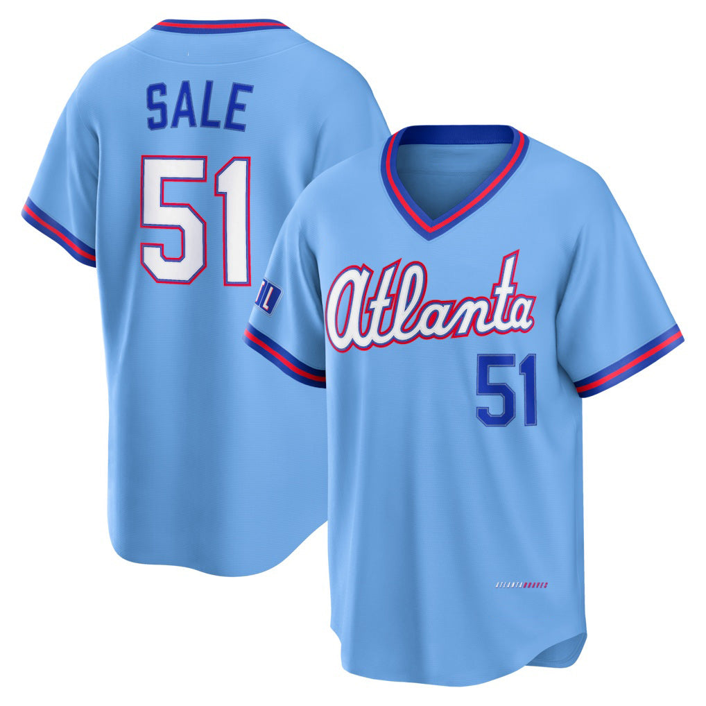 Atlanta Braves #51 Chris Sale Powder Blue 2026 City Connect Stadium Stitched Baseball Jersey - Main View