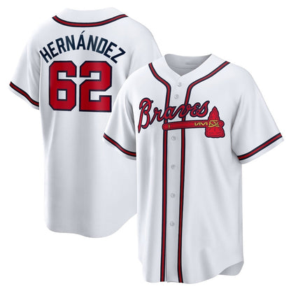 Atlanta Braves #62 Daysbel Hernandez Home Replica Jersey - White Baseball Jerseys - Main View