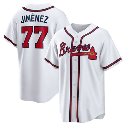 Atlanta Braves #77 Joe Jiménez Home Replica Player Jersey - White Baseball Jerseys - Main View