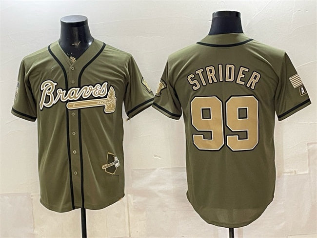 Atlanta Braves #99 Spencer Strider Olive 2026 Armed Forces Day Stitched Jersey - Main View