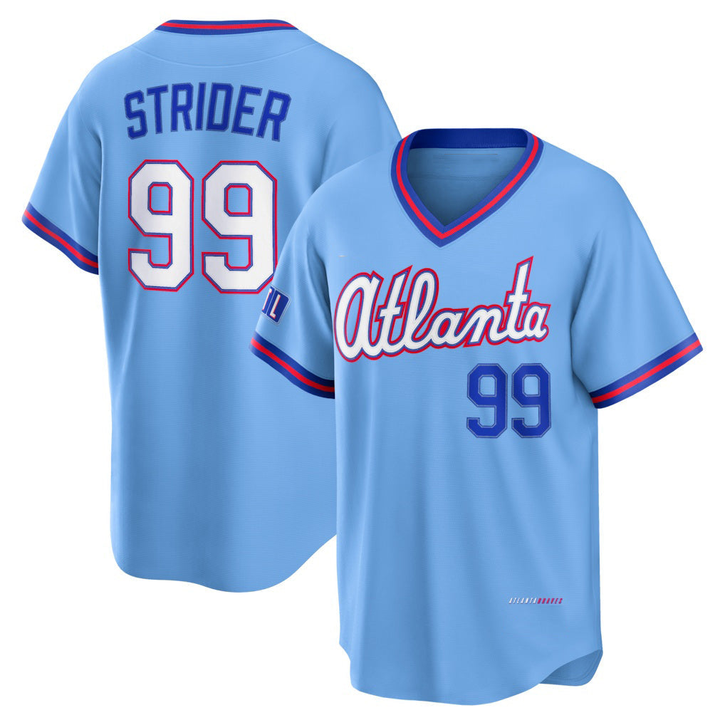 Atlanta Braves #99 Spencer Strider Powder Blue 2026 City Connect Stadium Stitched Baseball Jersey - Main View