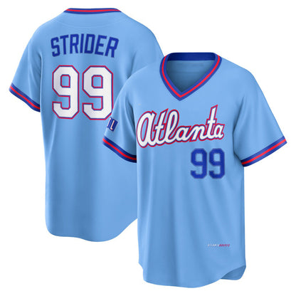 Atlanta Braves #99 Spencer Strider Powder Blue 2026 City Connect Stadium Stitched Baseball Jersey - Main View