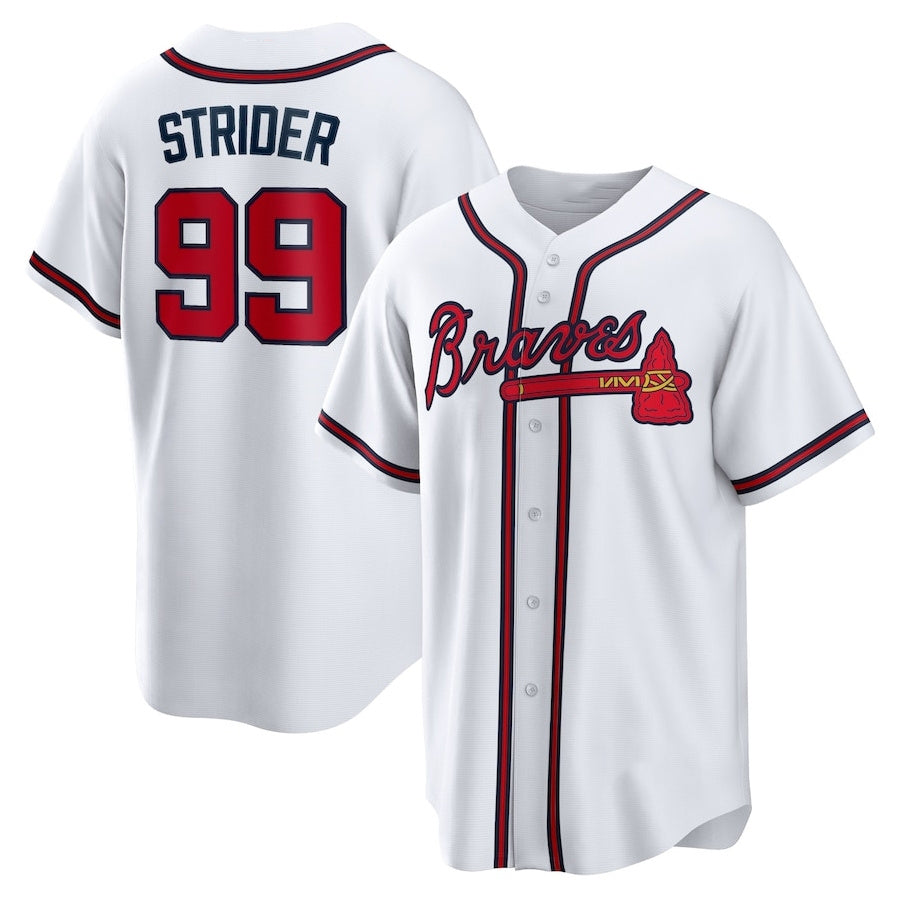 Atlanta Braves #99 Spencer Strider Replica Player Jersey - White Baseball Jerseys - Main View