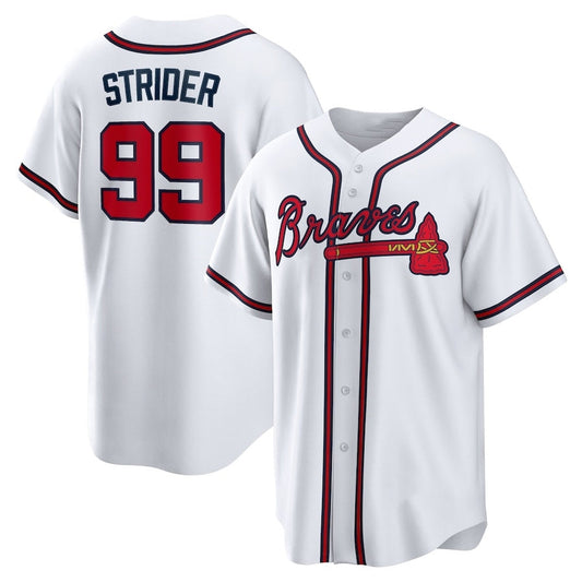 Atlanta Braves #99 Spencer Strider Replica Player Jersey - White Baseball Jerseys - Main View