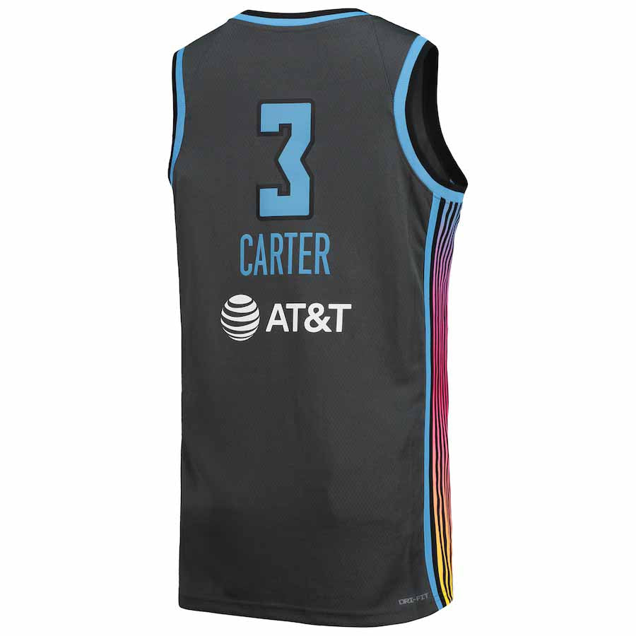 A.Dream #3 Chennedy Carter Unisex Rebel Edition Victory Player Jersey - Black Stitched American Basketball Jersey - Main View