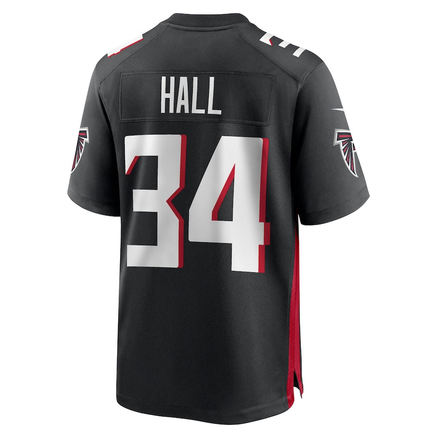 A.Falcons #34 Darren Hall Black Game Jersey Stitched American Football Jerseys - Main View