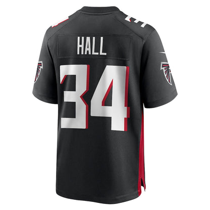 A.Falcons #34 Darren Hall Black Game Jersey Stitched American Football Jerseys - Main View
