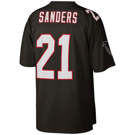 A.Falcons #21 Deion Sanders Mitchell & Ness Black Big & Tall 1992 Retired Player Replica Jersey Stitched American Football Jerseys - Main View
