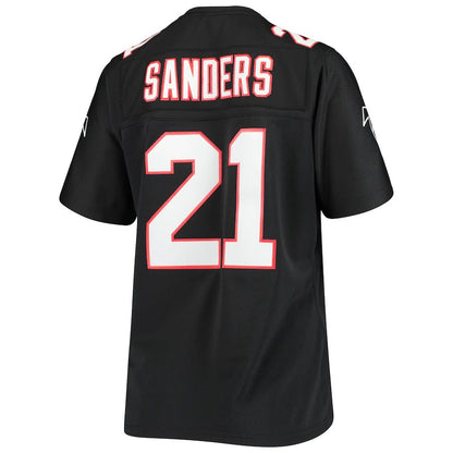 A.Falcons #21 Deion Sanders Mitchell & Ness Black Legacy Replica Team Jersey Stitched American Football Jerseys - Main View