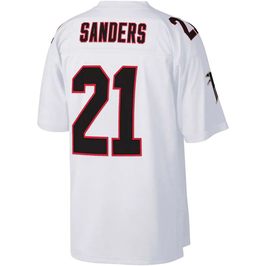 A.Falcons #21 Deion Sanders Mitchell & Ness White Big & Tall 1992 Retired Player Replica Jersey Stitched American Football Jerseys - Main View