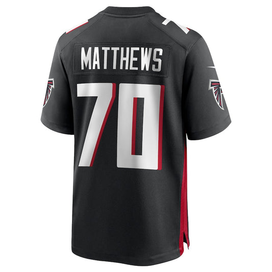 A.Falcons #70 Jake Matthews Black Game Jersey Stitched American Football Jerseys - Main View