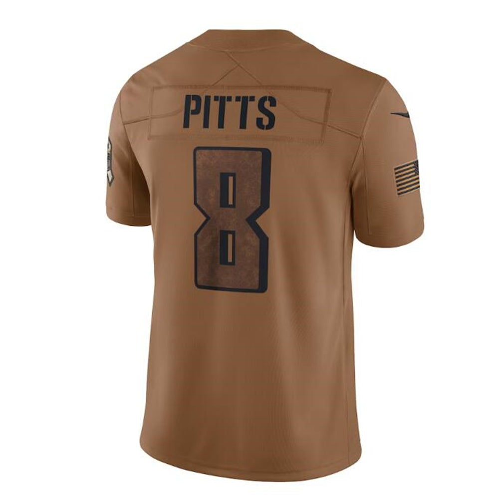 A.Falcons #8 Kyle Pitts Brown 2023 Salute To Service Limited Jersey Stitched American Football Jerseys - Main View