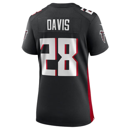 A.Falcons #28 Mike Davis Black Game Player Jersey Stitched American Football Jerseys - Main View