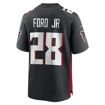 A.Falcons #28 Mike Ford Black Game Player Jersey Stitched American Football Jerseys - Main View