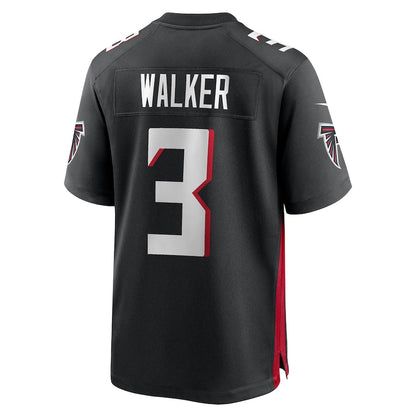 A.Falcons #3 Mykal Walker Black Game Player Jersey Stitched American Football Jerseys - Main View