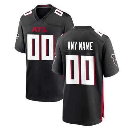 Custom A.Falcons Black Game Jersey Stitched American Football Jerseys - Main View