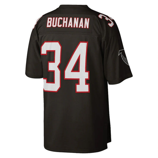 A.Falcons #34 Ray Buchanan Mitchell & Ness Black Retired Player Legacy Replica Jersey Stitched American Football Jerseys - Main View