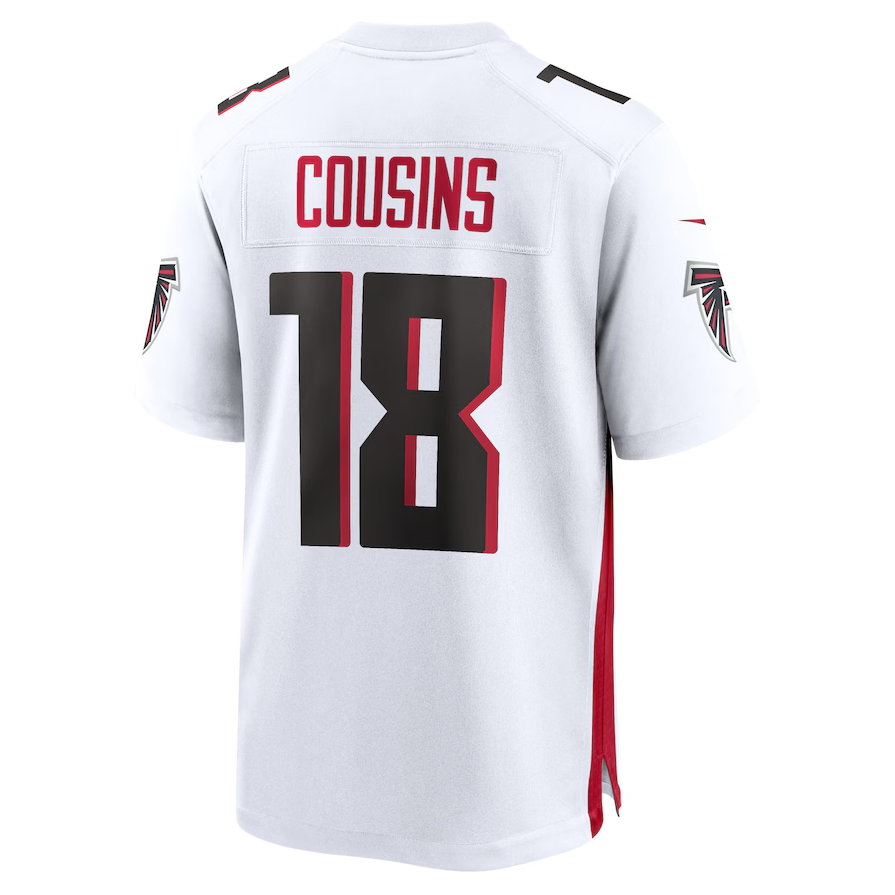A.Falcons #18 Kirk Cousins Game Player Jersey - White Stitched American Football Jerseys - Main View