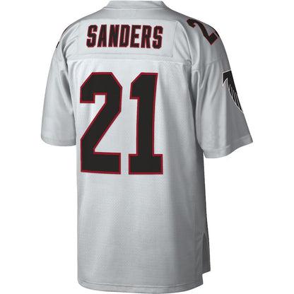 A.Falcons #21 Deion Sanders Mitchell & Ness 100 Retired Player Legacy Jersey - Platinum Stitched American Football Jerseys - Main View