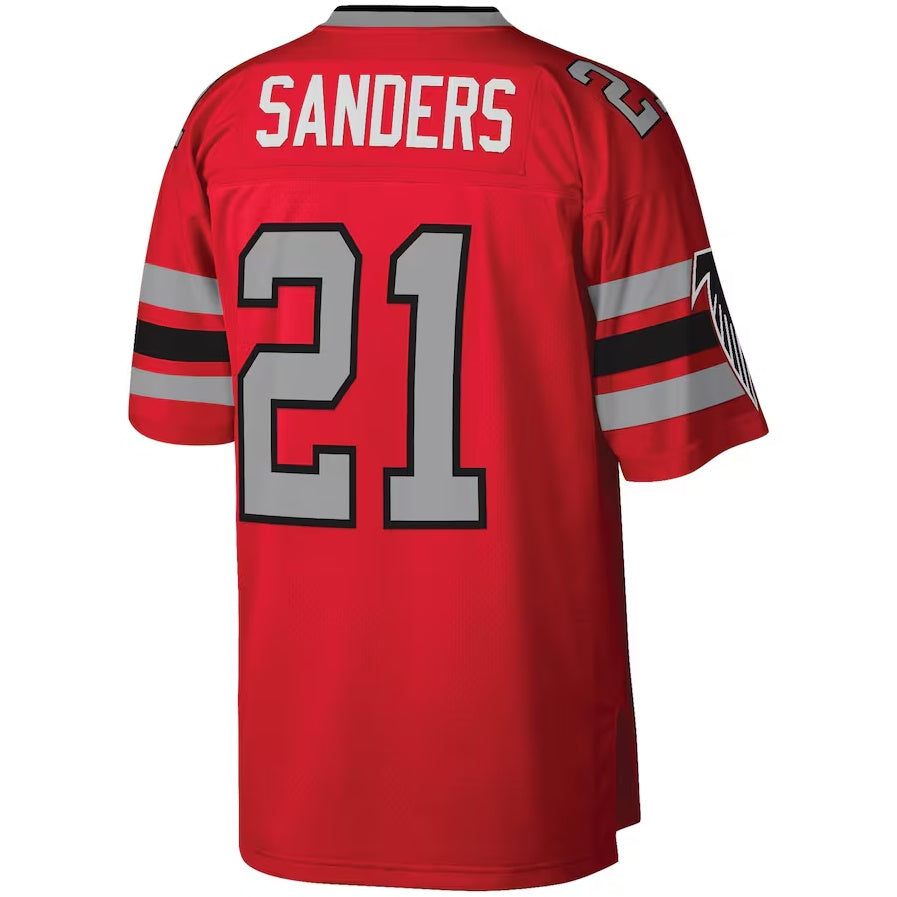 A.Falcons #21 Deion Sanders Mitchell & Ness Legacy Replica Jersey - Red Stitched American Football Jerseys - Main View