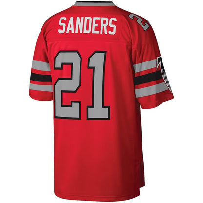A.Falcons #21 Deion Sanders Mitchell & Ness Legacy Replica Jersey - Red Stitched American Football Jerseys - Main View