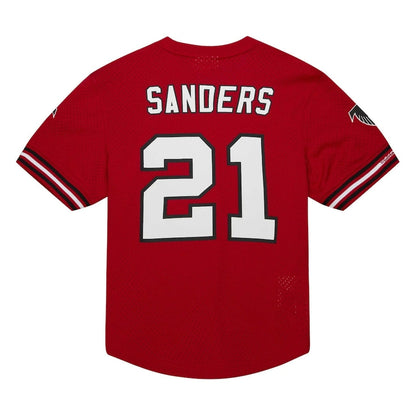 A.Falcons #21 Deion Sanders Mitchell & Ness Red Retired Player Name & Number Mesh To Football Jerseys - Main View