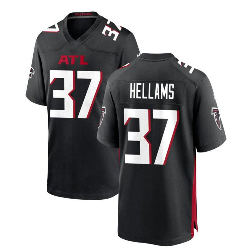 A.Falcons #37 DeMarcco Hellams Game Jersey - Black Stitched American Football Jerseys - Main View