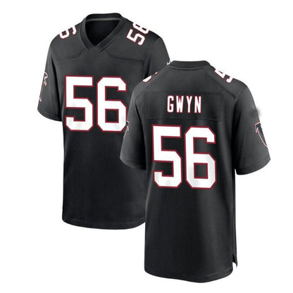 A.Falcons # 56 Jovaughn Gwyn Throwback Game Jersey - Black Stitched American Football Jerseys - Main View