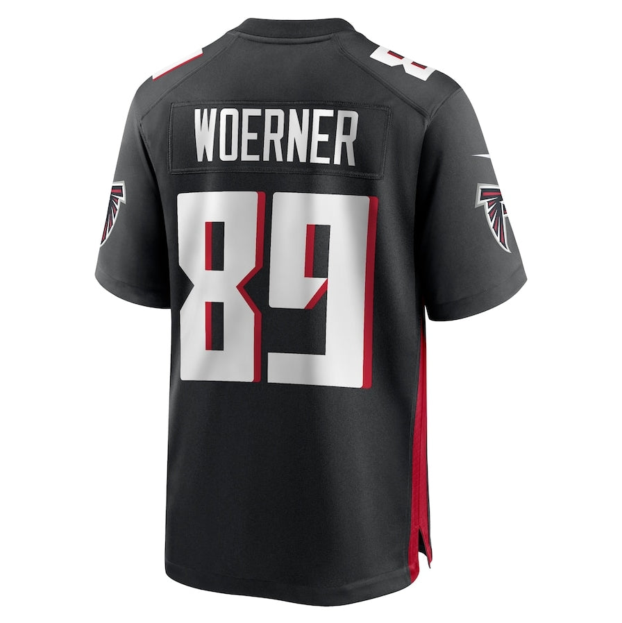 A.Falcons #89 Charlie Woerner Game Jersey - Black American Football Jerseys - Main View