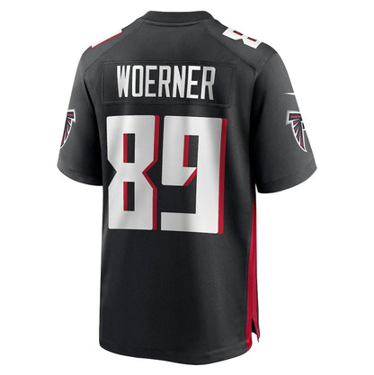 A.Falcons #89 Charlie Woerner Game Jersey - Black American Football Jerseys - Main View