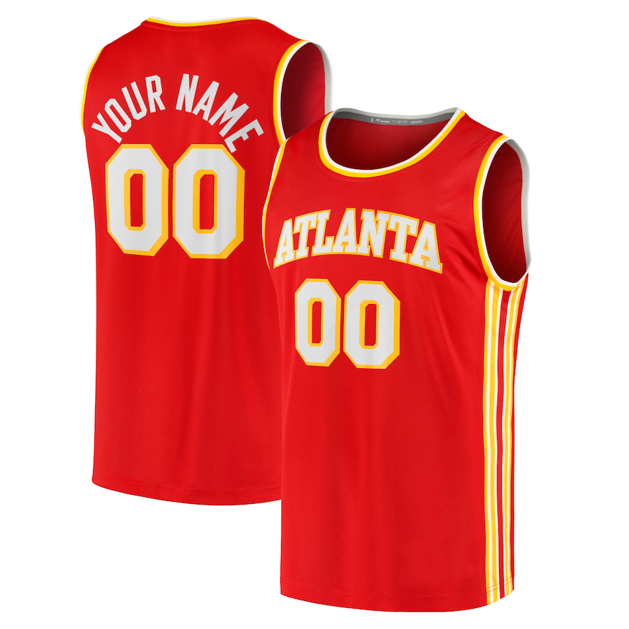 Custom A.Hawks Fanatics Branded 2020 Fast Break Replica Jersey Icon Edition Red American Stitched Basketball Jersey - Main View