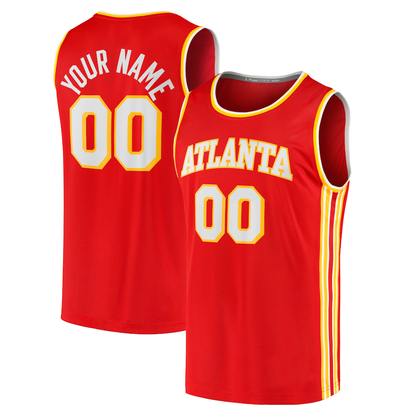 Custom A.Hawks Fanatics Branded 2020 Fast Break Replica Jersey Icon Edition Red American Stitched Basketball Jersey - Main View