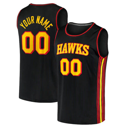 Custom A.Hawks Fanatics Branded Fast Break Replica Jersey Black Statement Edition American Stitched Basketball Jersey - Main View