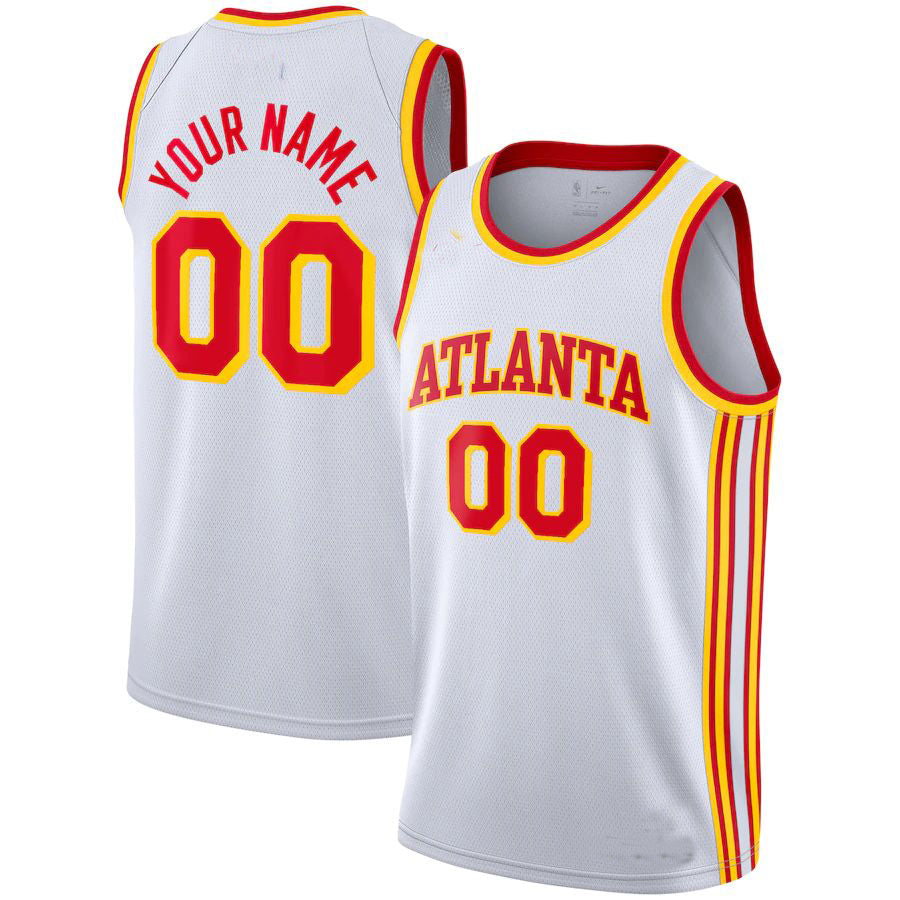 Custom A.Hawks 2020-21 Swingman Jersey Association Edition  White Statement Edition American Stitched Basketball Jersey - Main View