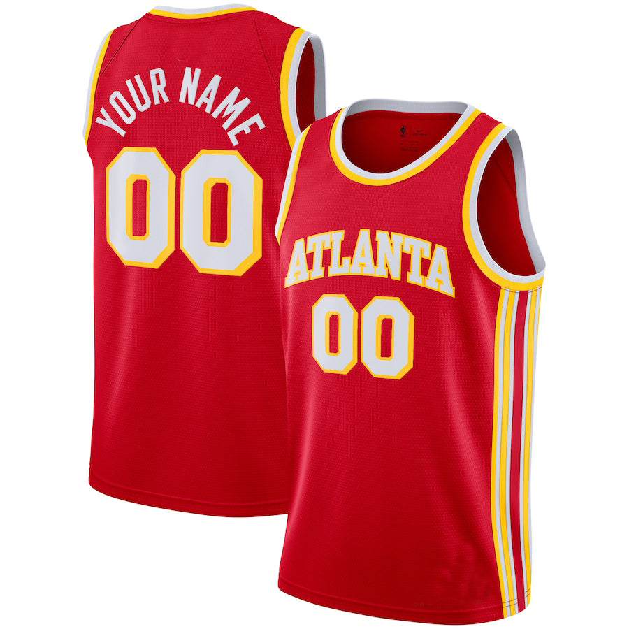 Custom A.Hawks 2020-21 Swingman  Jersey Icon Edition Red American Stitched Basketball Jersey - Main View