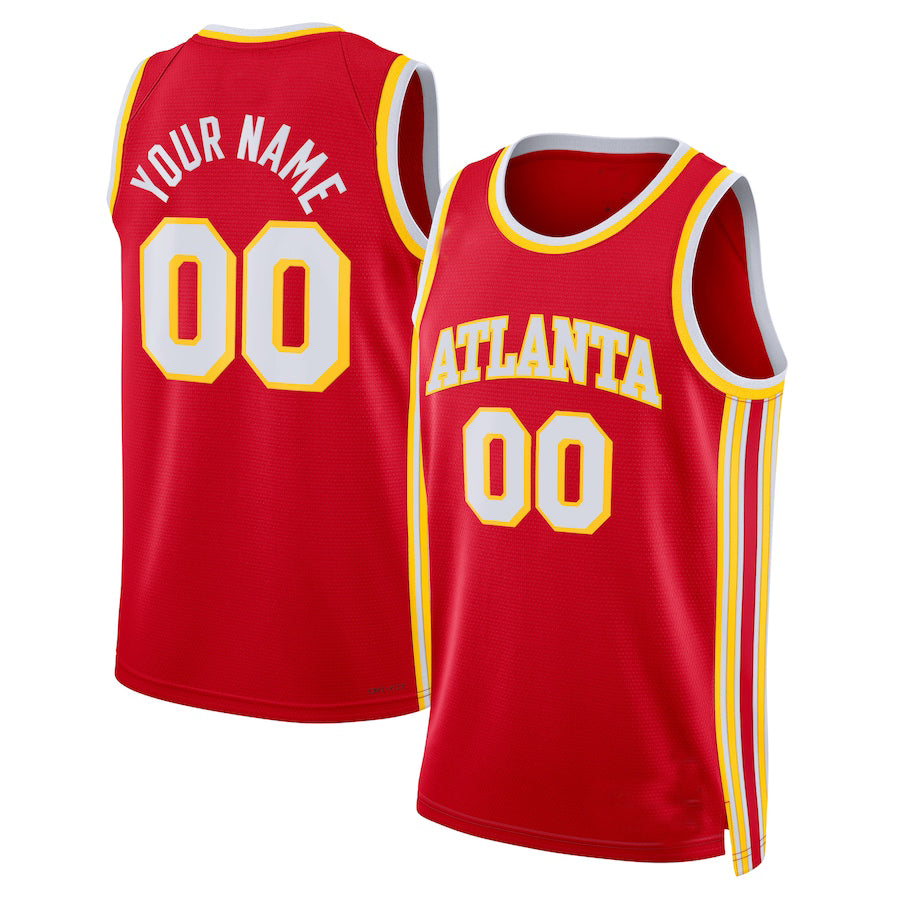 Custom A.Hawks Unisex 2022-23 Swingman  Jersey Icon Edition Red American Stitched Basketball Jersey - Main View