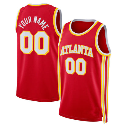 Custom A.Hawks Unisex 2022-23 Swingman  Jersey Icon Edition Red American Stitched Basketball Jersey - Main View