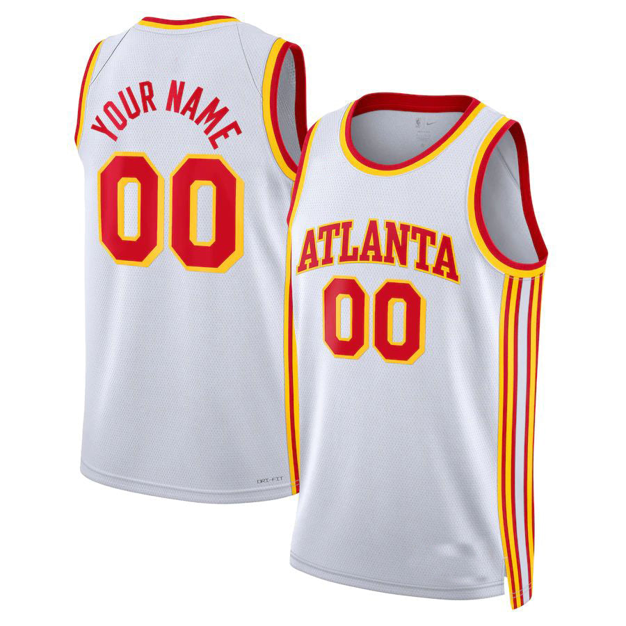 Custom A.Hawks Unisex 2022-23 Swingman Jersey White Statement Edition American Stitched Basketball Jersey - Main View