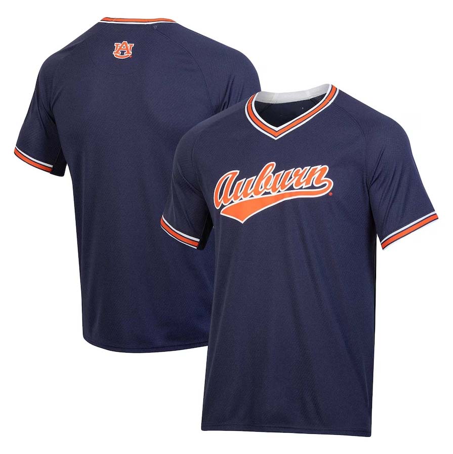 A.Tigers Under Armour Softball V-Neck Jersey - Navy Stitched American College Jerseys - Main View