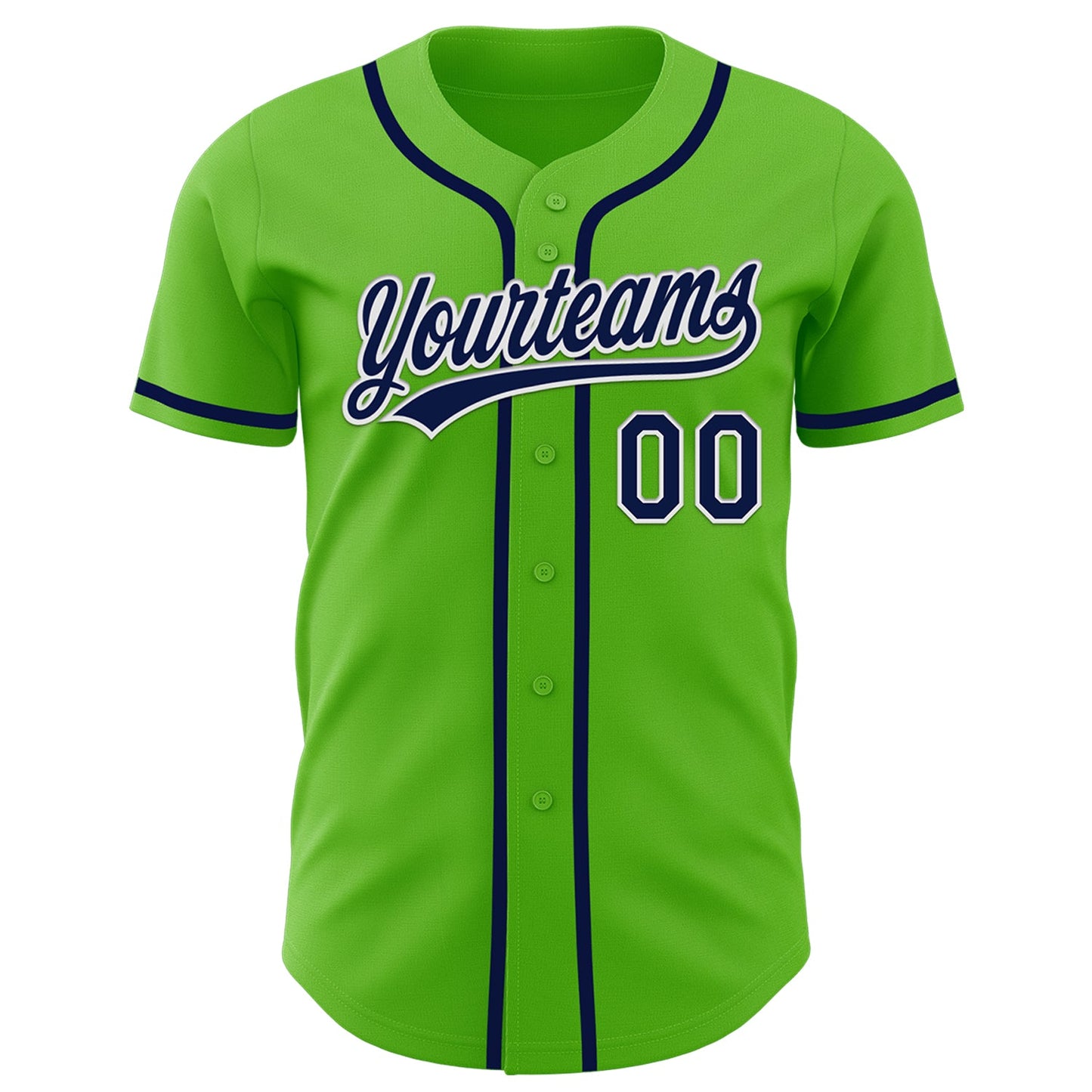 Custom Aurora Green Navy-White Authentic Baseball Jersey view 2