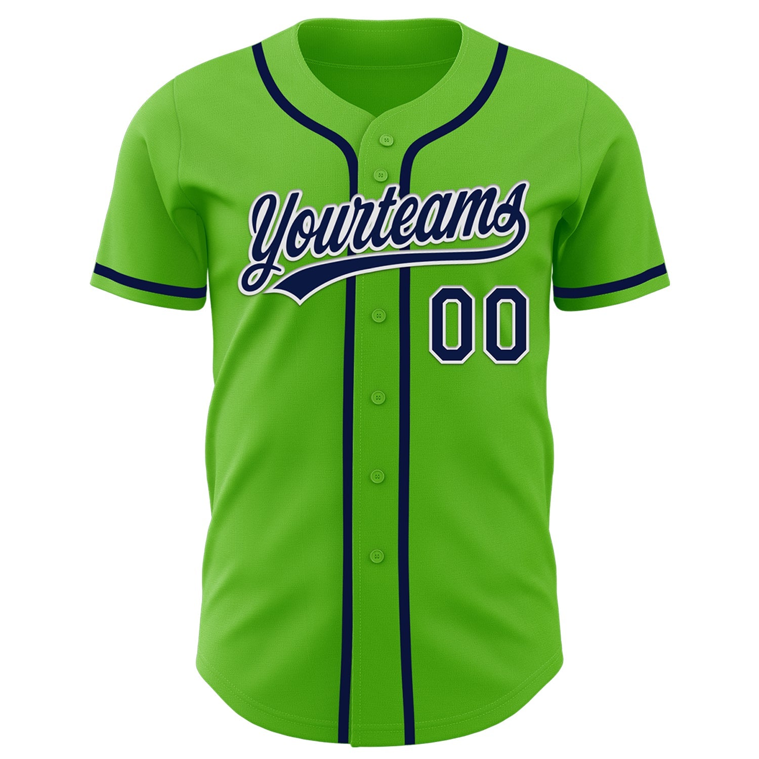 Custom Aurora Green Navy-White Authentic Baseball Jersey view 2