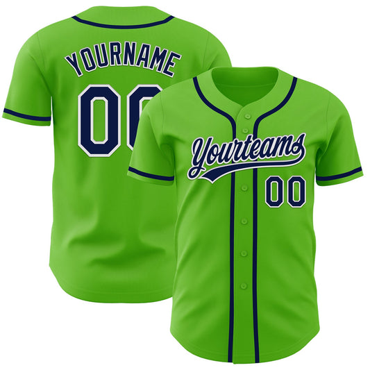 Custom Aurora Green Navy-White Authentic Baseball Jersey - Main View