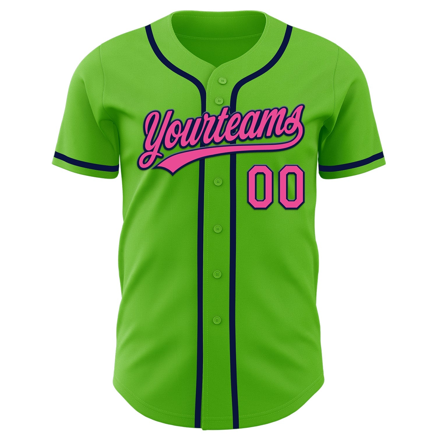 Custom Aurora Green Pink-Navy Authentic Baseball Jersey view 2